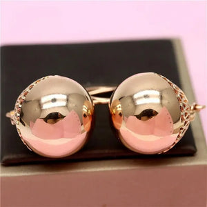 Purple Plated 14K Rose Bead Earrings for Women Classic Glamour