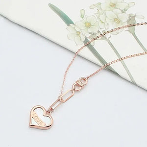 14K Rose Gold Plated Purple Heart Love Necklace