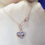 Romantic 14K Rose Gold Plated Heart Letters LOVE Necklace
