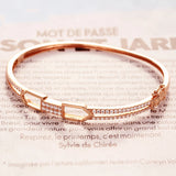 14K Rose Gold Plated Purple Crystal Charm Bracelet Hollow Wedding Jewelry