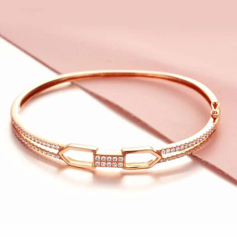 Purple Plated 14K Rose Crystal Bracelet Women Wedding Jewelry