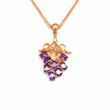 14K Rose Gold Plated Amethyst Grape Pendant Necklace