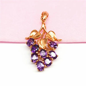14K Rose Gold Amethyst Grape Pendant Necklace