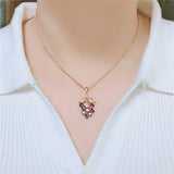 14K Rose Gold Plated Amethyst Grape Pendant Necklace