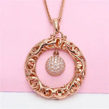14K Rose Crystal Geometric Pendant Necklace