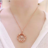 14K Rose Crystal Geometric Pendant Necklace