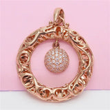 14K Rose Crystal Geometric Pendant Necklace