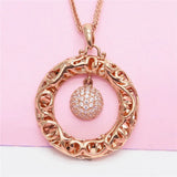 Purple Crystal Geometric Pendant Necklace 14K Rose Plated