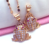 14K Rose Gold Plated Crystal Jin Chan Pendant Clavicle Chain