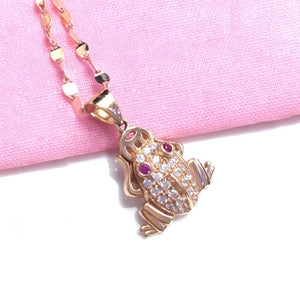14K Rose Gold Plated Crystal Jin Chan Pendant Clavicle Chain