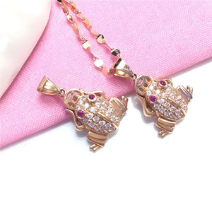 14K Rose Gold Plated Crystal Jin Chan Pendant Clavicle Chain