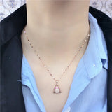 14K Rose Gold Plated Crystal Jin Chan Pendant Clavicle Chain