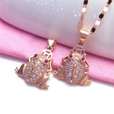 14K Rose Gold Plated Crystal Jin Chan Pendant Clavicle Chain