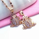 14K Rose Gold Plated Crystal Jin Chan Pendant Clavicle Chain