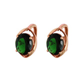 14K Rose Gold Plated Oval Emerald Earrings for Women