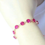 14K Rose Gold Ruby Bracelet, Classic Wedding Jewelry