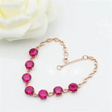 14K Rose Gold Plated Oval Ruby Bracelet Women's Wedding Jewelry
