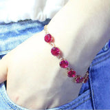 14K Rose Gold Oval Ruby Bracelet for Women