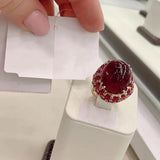 Adjustable 14K Rose Ruby Ring for Women