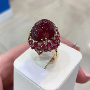 Adjustable 14K Rose Ruby Ring for Women