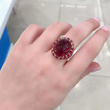 Adjustable 14K Rose Ruby Ring for Women