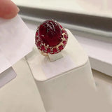 Adjustable 14K Rose Ruby Ring for Women