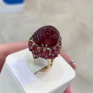 Adjustable 14K Rose Ruby Ring for Women