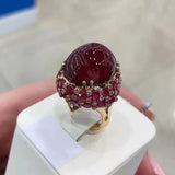 Adjustable 14K Rose Ruby Ring for Women