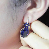 14K Rose Gold Oval Sapphire Flower Earrings