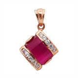 14K Rose Gold Ruby Crystal Geometric Necklace for Women