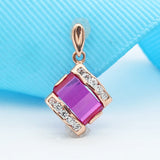 14K Rose Gold Ruby Crystal Geometric Necklace for Women