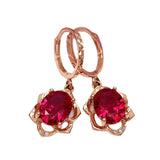 14K Rose Gold Plated Ruby Flower Earrings for Dinner Party Wedding