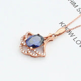 14K Rose Gold Plated Purple Sapphire Fan Pendant Necklace