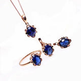 Purple Sapphire Flower Pendant Necklace, 14K Rose Plated, Sweet Wedding Jewelry