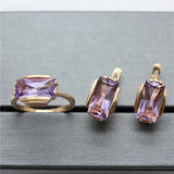 14K Rose Gold Square Amethyst Earrings for Women