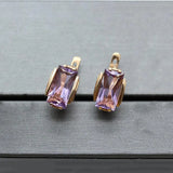 14K Rose Gold Square Amethyst Earrings for Women
