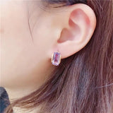14K Rose Gold Square Amethyst Earrings for Women