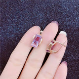 14K Rose Gold Square Amethyst Earrings for Women