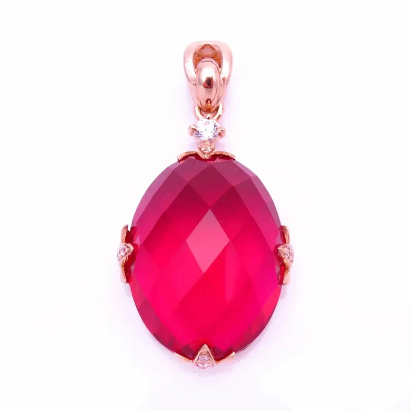 14K Rose Gold Ruby Pendant Necklace for Women