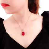 14K Rose Gold Ruby Pendant Necklace for Women