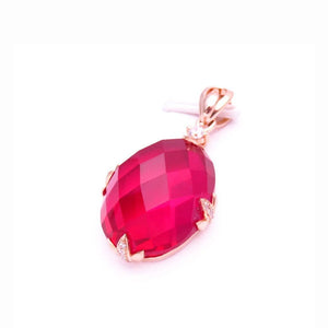 14K Rose Gold Ruby Pendant Necklace for Women