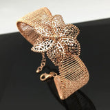 14K Rose Line Flower Bracelet Charm Wedding Jewelry