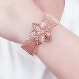 14K Rose Line Flower Bracelet Charm Wedding Jewelry