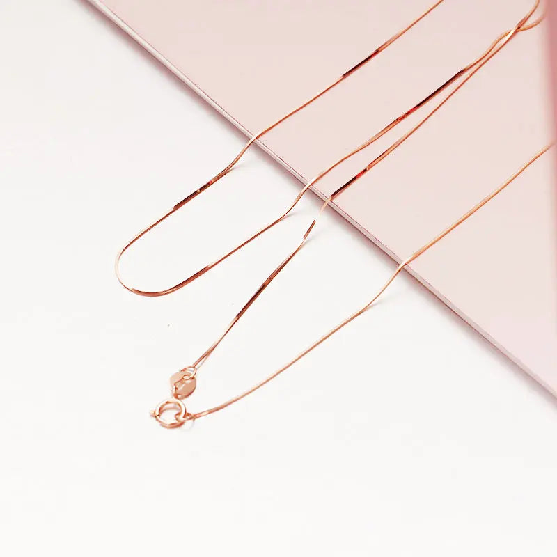 Minimalist 14K Rose Gold Plated Stacking Chains Necklace