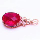 Rose Necklace Ruby Water Drop Pendant Crystal Jewelry