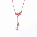 Purple Plated 14K Rose Bead Tassel Necklace Pendant