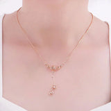 Purple Plated 14K Rose Bead Tassel Necklace Pendant