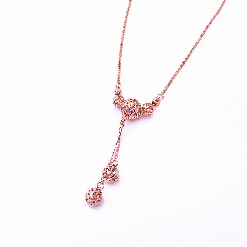 Purple Plated 14K Rose Bead Tassel Necklace Pendant