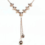 Purple 14K Rose Chain Flower Tassel Necklace Pendant Wedding Jewelry Accessories