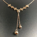14K Rose Chain Flower Tassel Necklace Pendant Wedding Jewelry